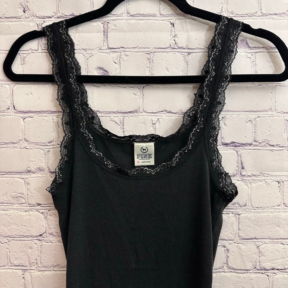 Y2K Vintage Victoria's Secret PINK Lace Trim Cami Tank Top Women's Medium